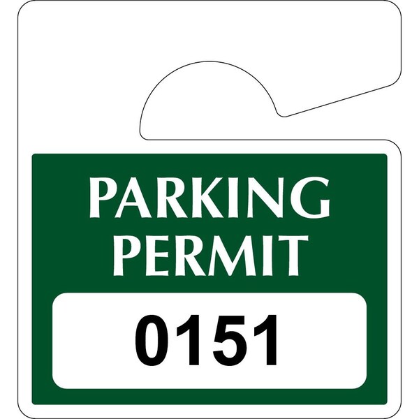 Lustre-Cal Laminated Hanging Parking Permit Green 3in x 2.75in 30mil Plastic Serialized 151-200, 50PK 253813301G0151 - main